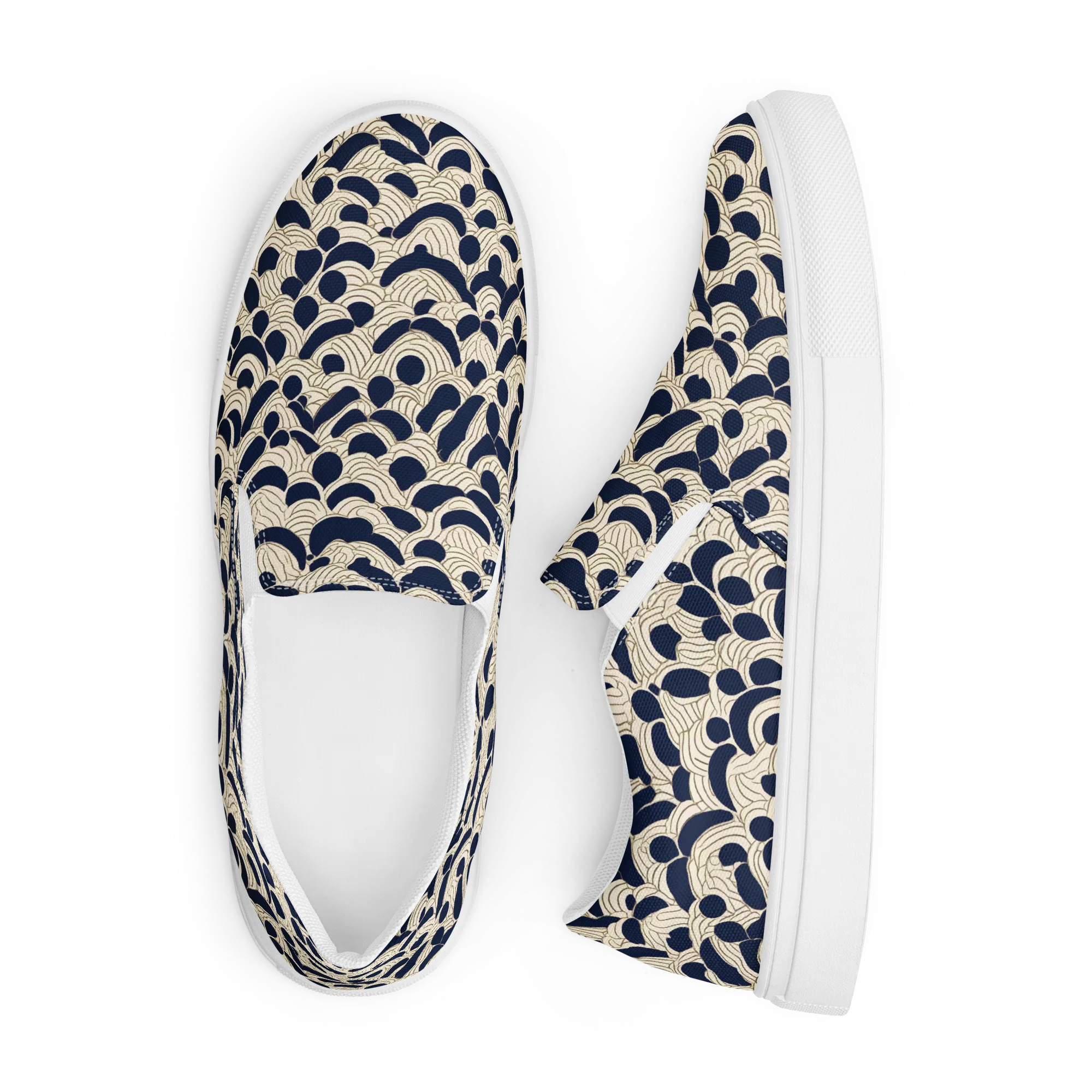 Midnight Seigaiha on Men's Slip-On Canvas Shoes — Front