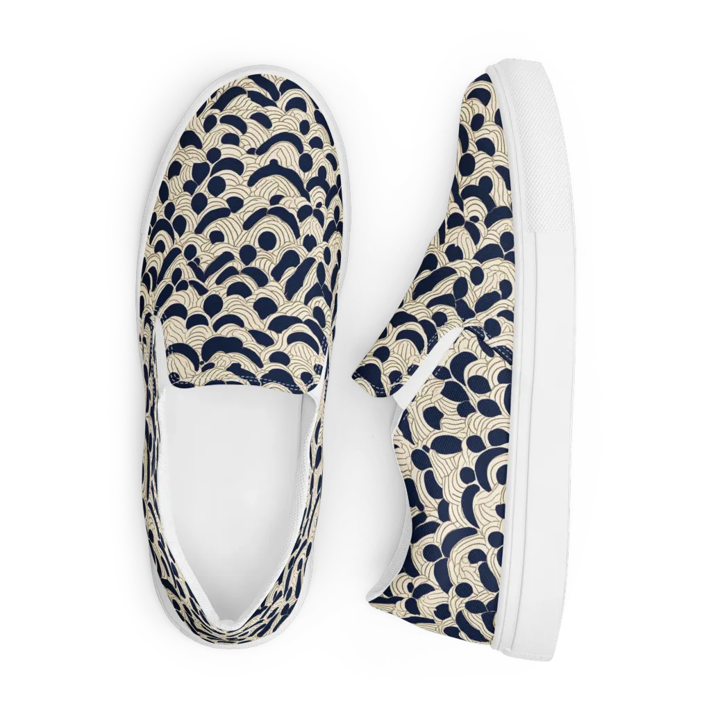 Midnight Seigaiha on Men's Slip-On Canvas Shoes — Front