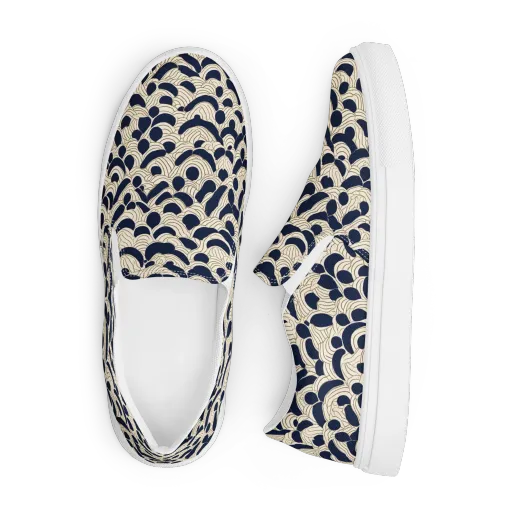 Midnight Seigaiha on a Men's Slip-On Canvas Shoes