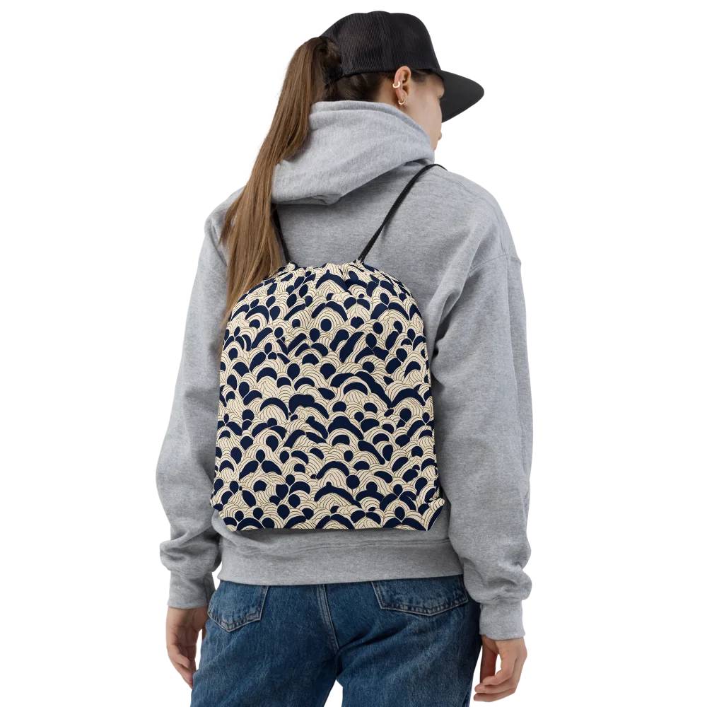 Midnight Seigaiha on Drawstring Bag — Front
