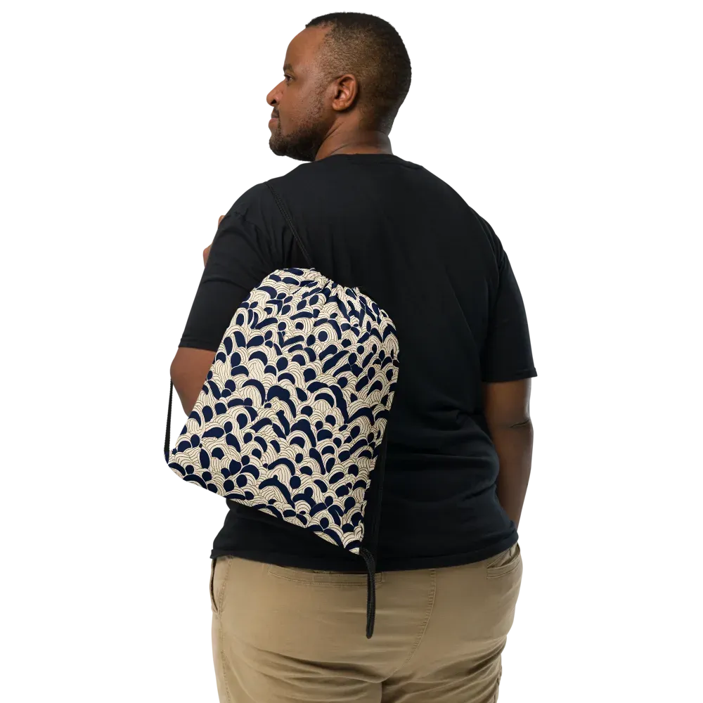 Midnight Seigaiha on Drawstring Bag — Front