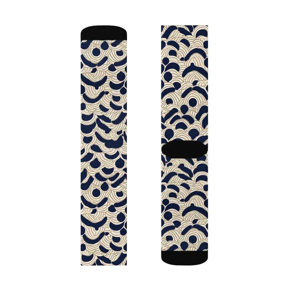 Midnight Seigaiha on Socks — Left Sock