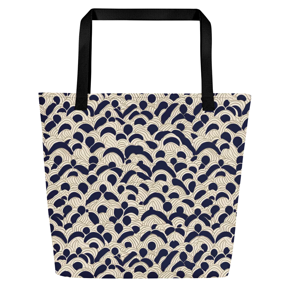 Midnight Seigaiha on Large Tote Bag W/ Pocket — Front