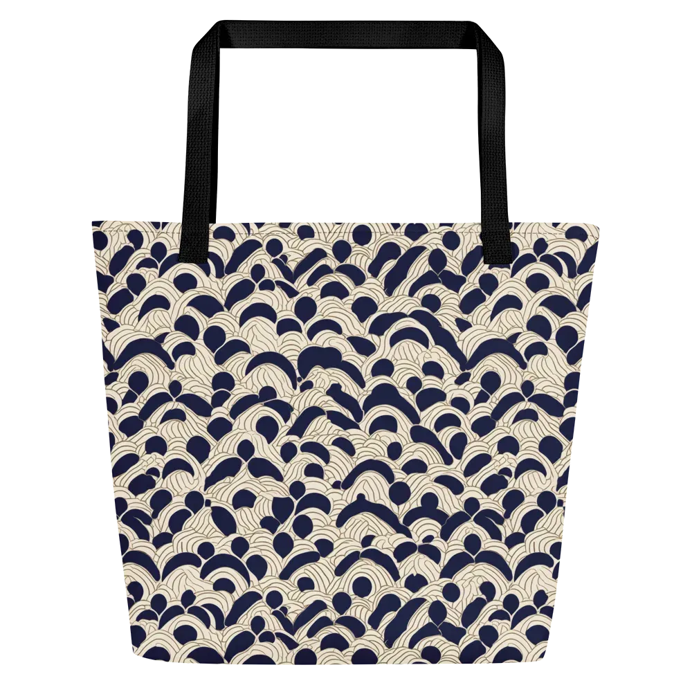 Midnight Seigaiha on Large Tote Bag W/ Pocket — Front