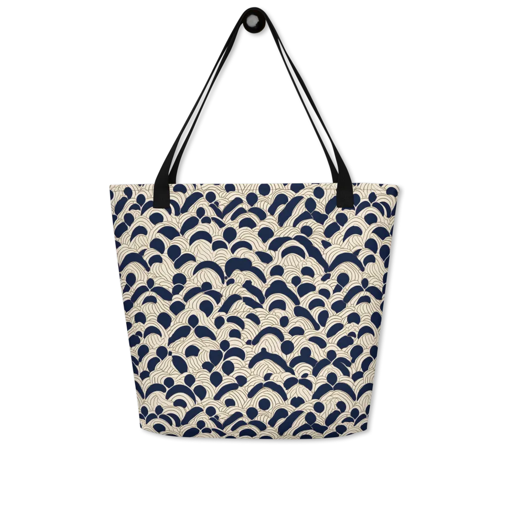 Midnight Seigaiha on Large Tote Bag W/ Pocket — Front