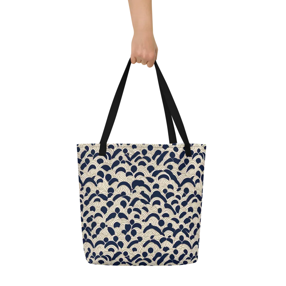 Midnight Seigaiha on Large Tote Bag W/ Pocket — Front