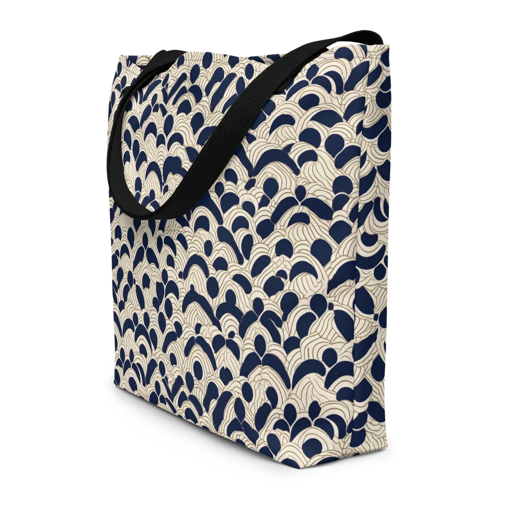 Midnight Seigaiha on Large Tote Bag W/ Pocket — Front