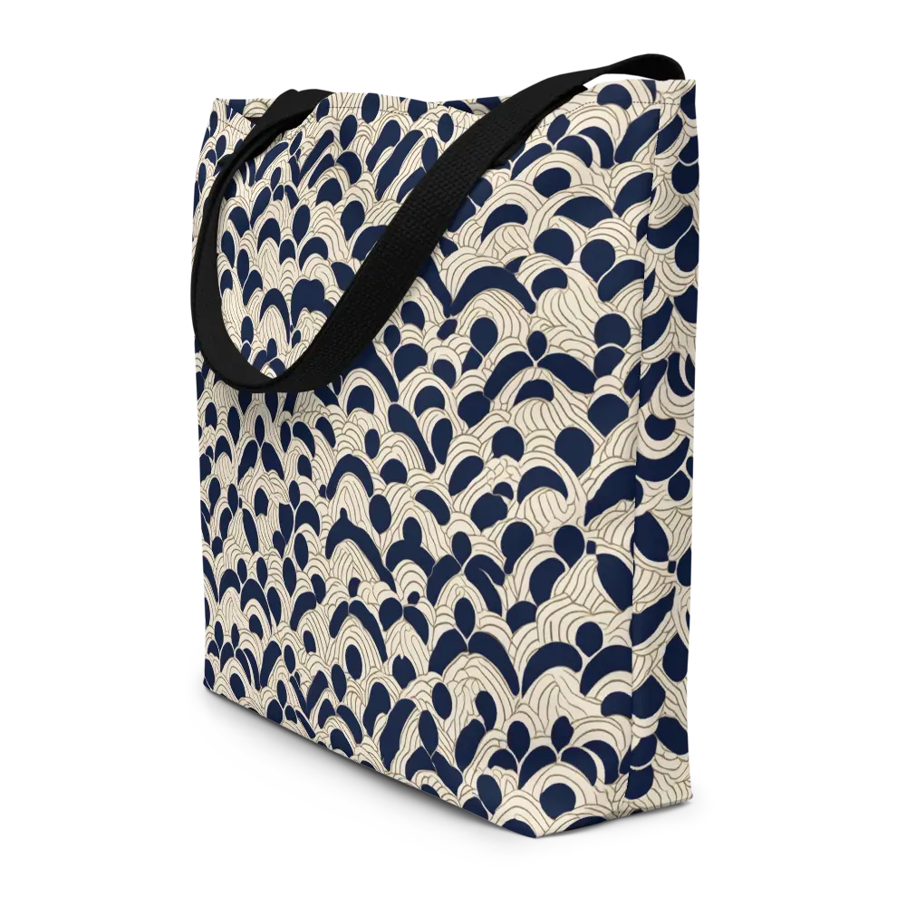 Midnight Seigaiha on Large Tote Bag W/ Pocket — Front