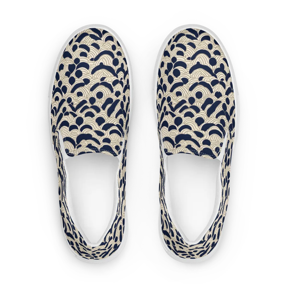 Midnight Seigaiha on Women's Slip-On Canvas Shoes — Front