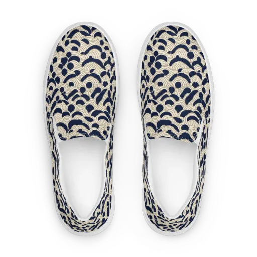 Midnight Seigaiha on a Women's Slip-On Canvas Shoes