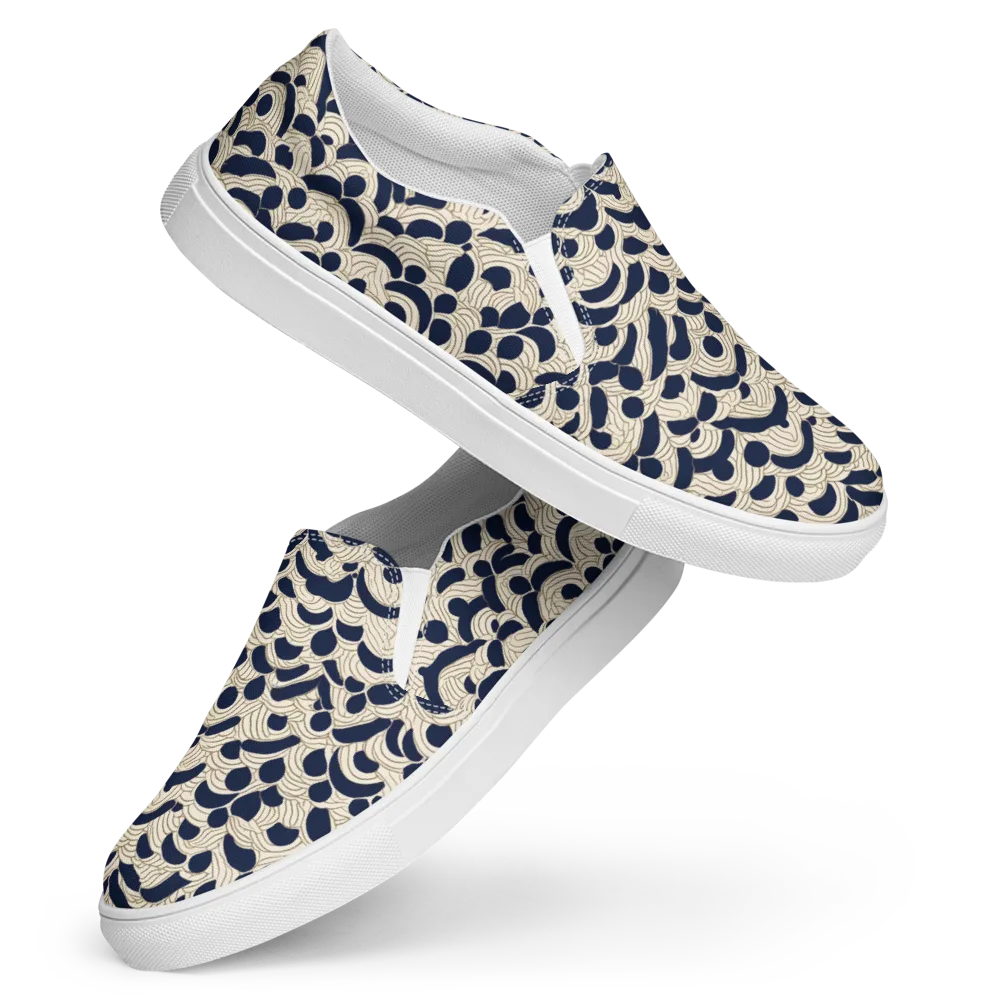 Midnight Seigaiha on Women's Slip-On Canvas Shoes — Front