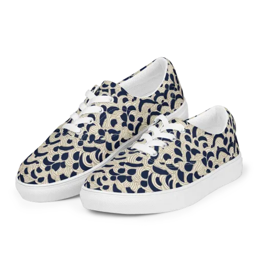 Midnight Seigaiha on a Men's Lace-Up Canvas Shoes
