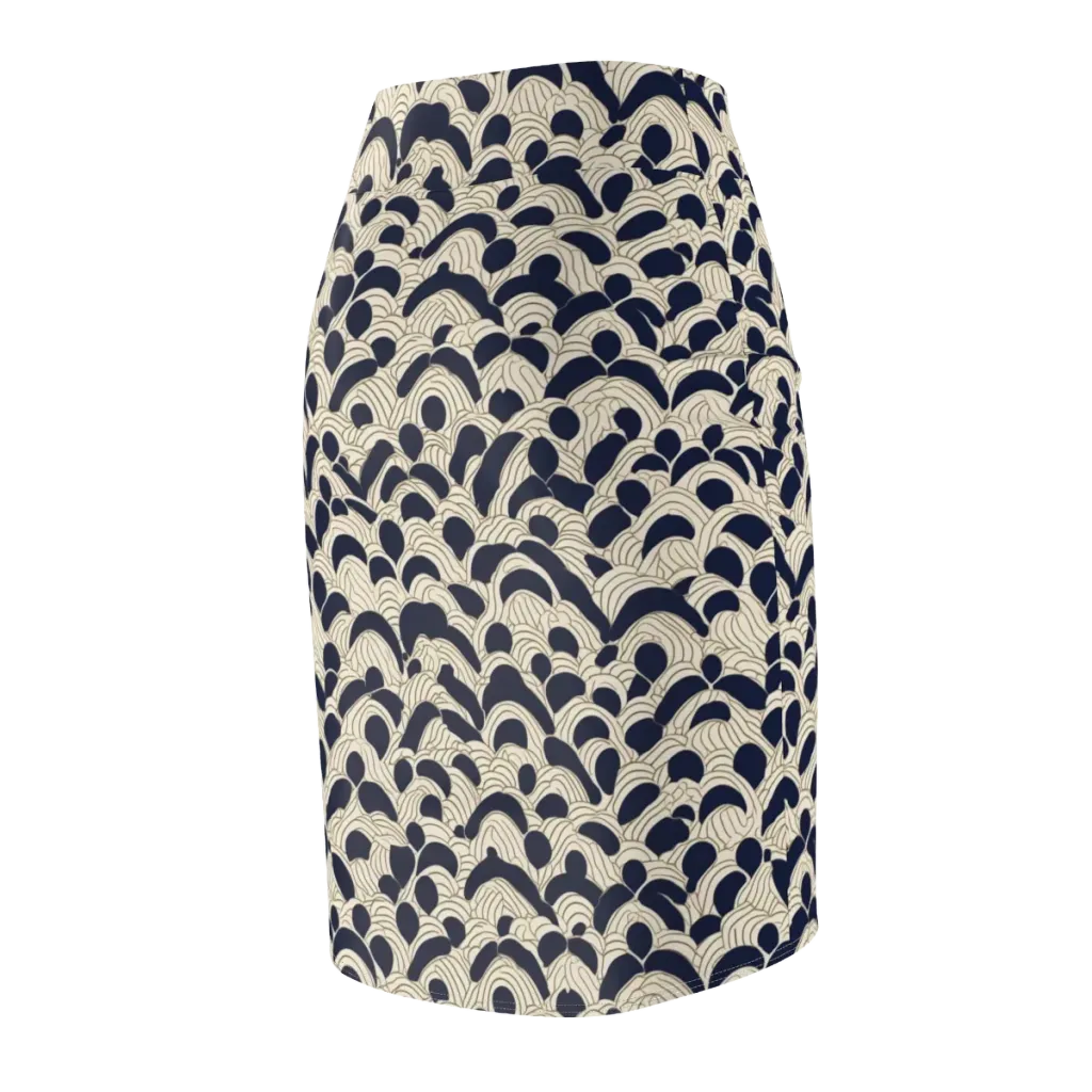 Midnight Seigaiha on Pencil Skirt — Back Side