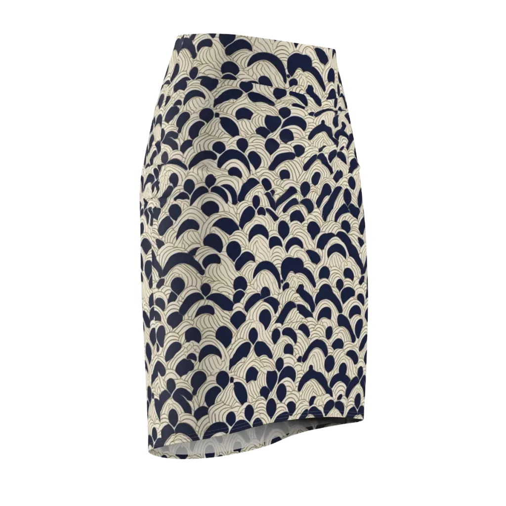 Midnight Seigaiha on Pencil Skirt — Front Side