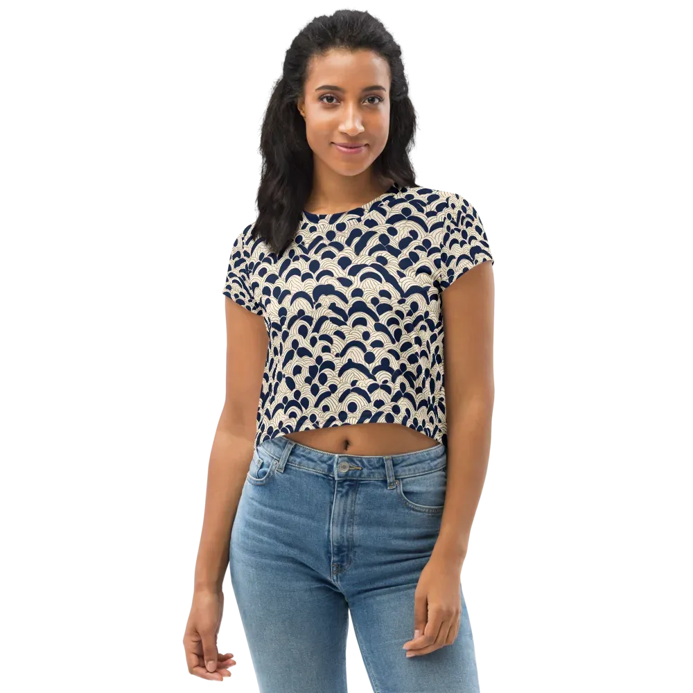 Midnight Seigaiha on Crop Tee — Front