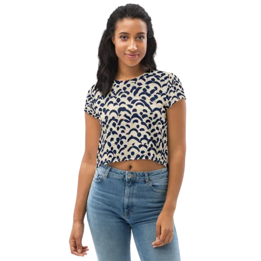 Midnight Seigaiha on a Crop Tee