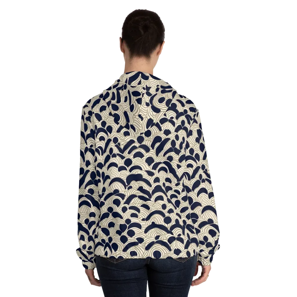 Midnight Seigaiha on Women's Full-Zip Hoodie — Back On Person