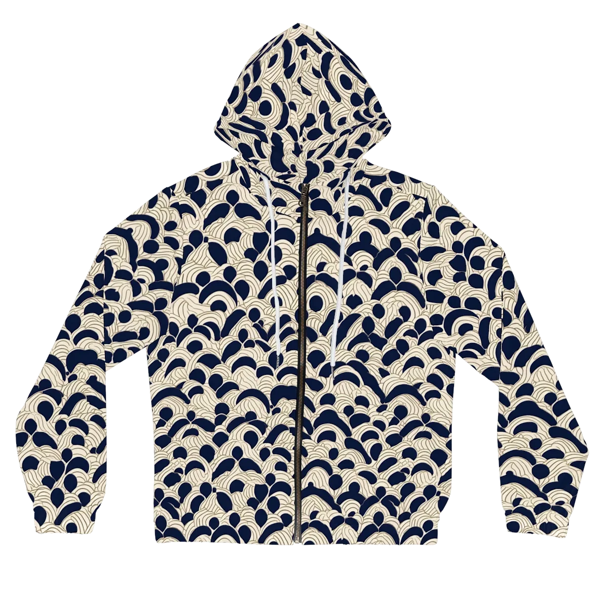 Midnight Seigaiha on Women's Full-Zip Hoodie — Front