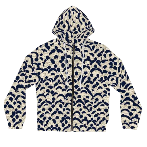 Midnight Seigaiha on a Women's Full-Zip Hoodie