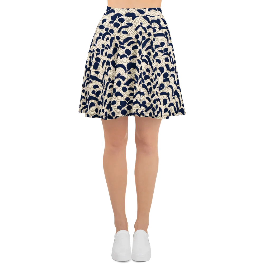 Midnight Seigaiha on Skater Skirt — Front