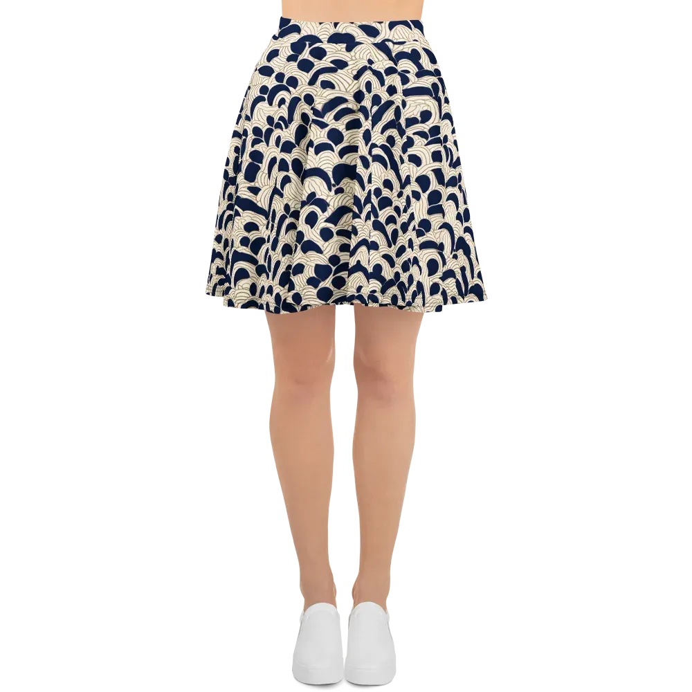 Midnight Seigaiha on Skater Skirt — Front