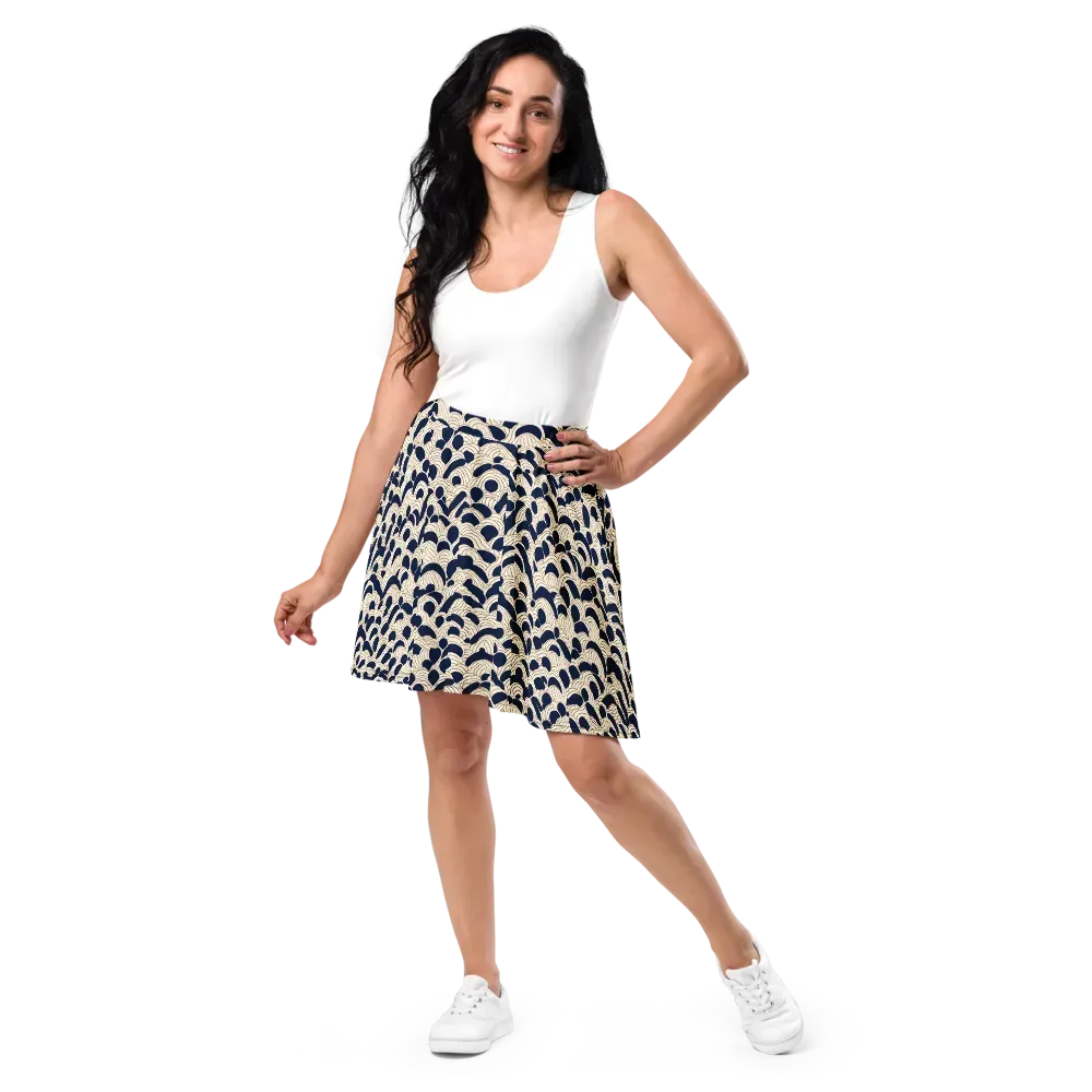 Midnight Seigaiha on Skater Skirt — Front