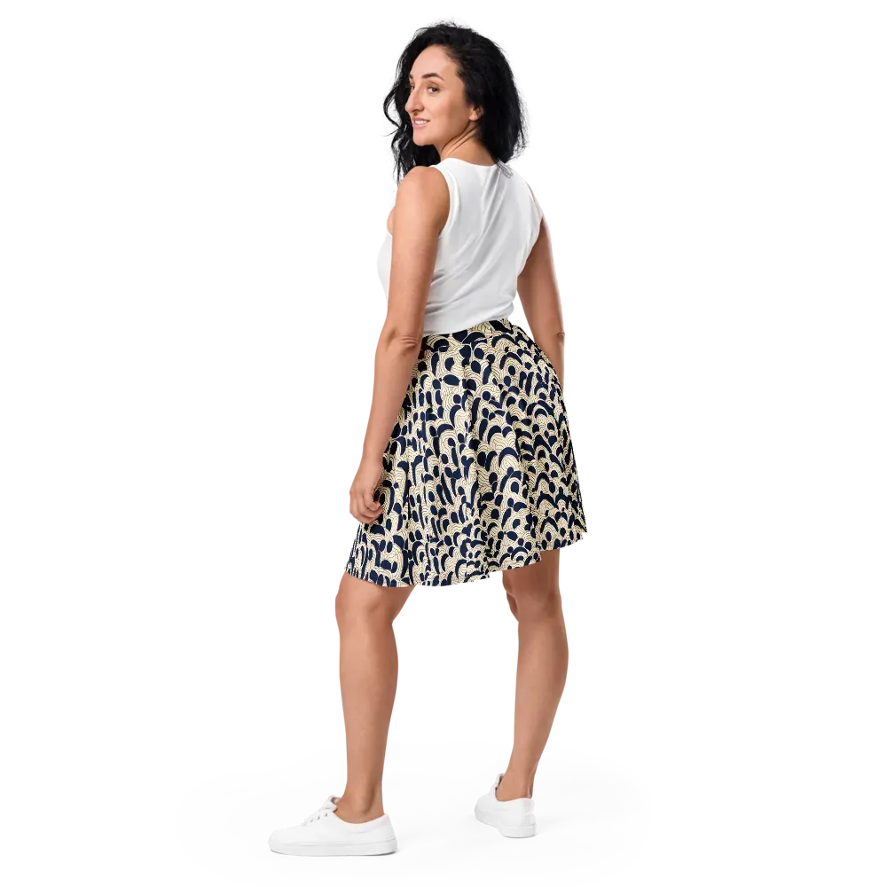 Midnight Seigaiha on Skater Skirt — Back