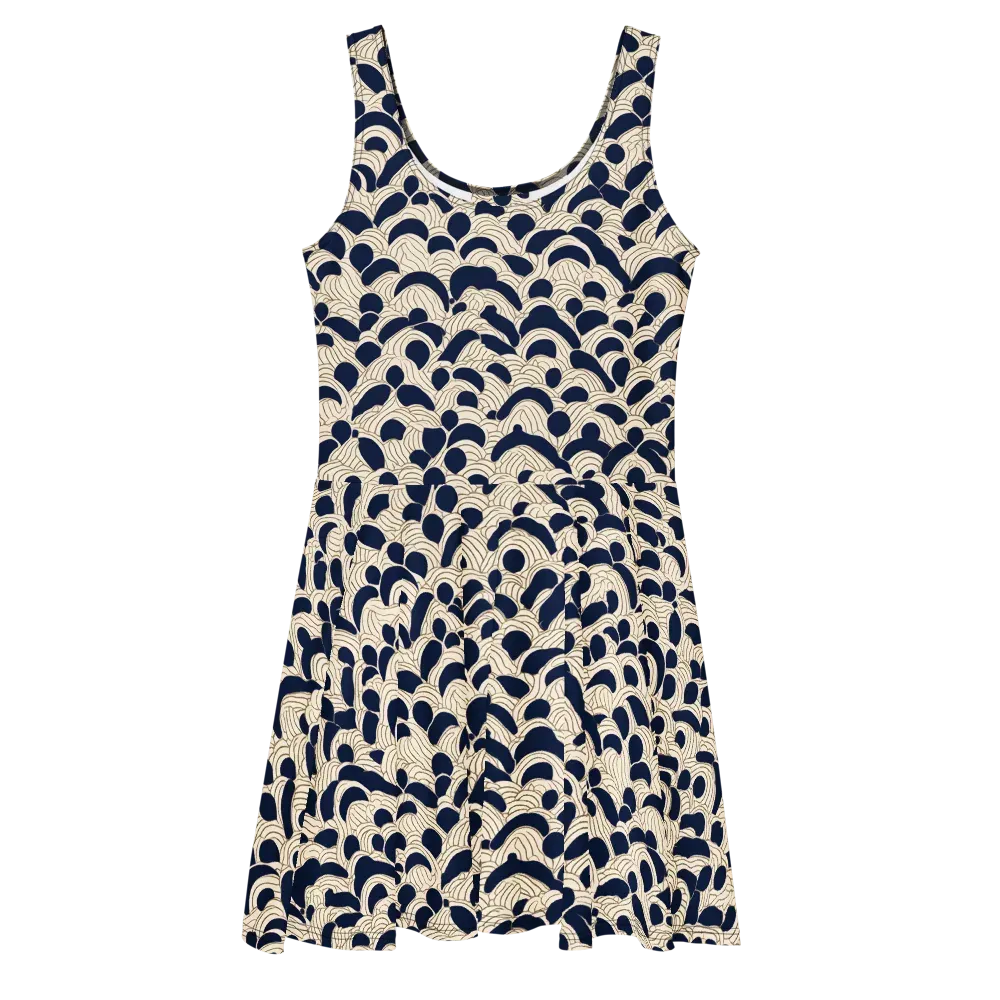 Midnight Seigaiha on Skater Dress — Front