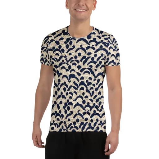 Midnight Seigaiha on a Men's Athletic T-Shirt