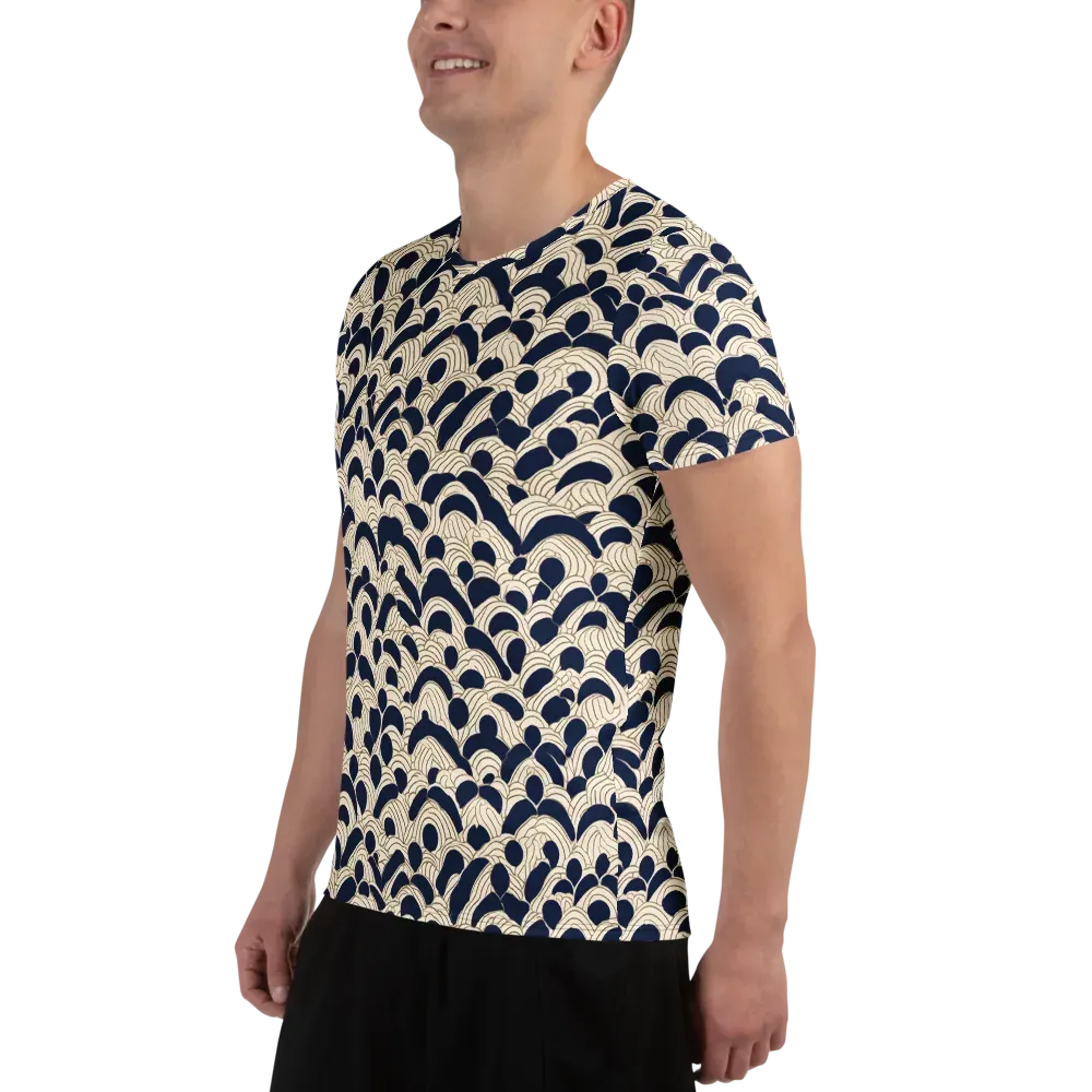 Midnight Seigaiha on Men's Athletic T-Shirt — Left