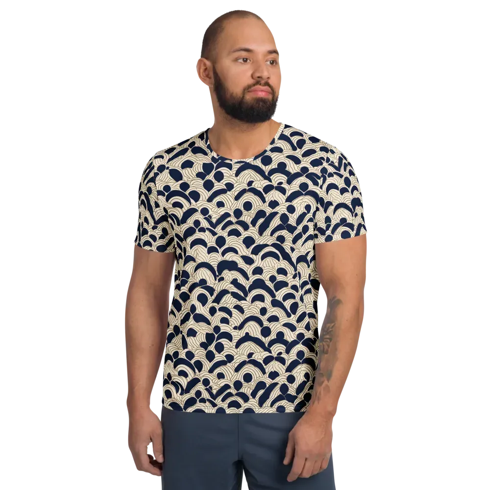 Midnight Seigaiha on Men's Athletic T-Shirt — Front