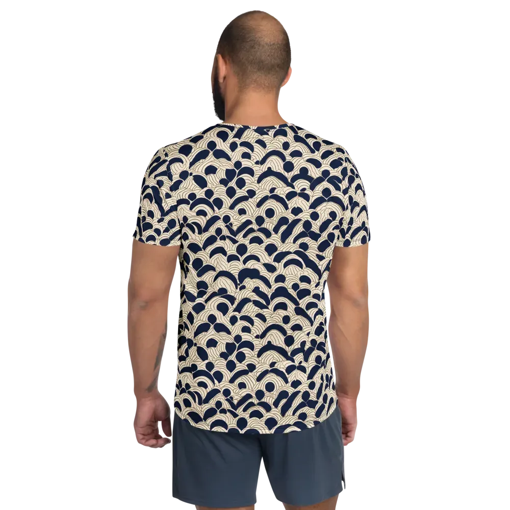 Midnight Seigaiha on Men's Athletic T-Shirt — Back
