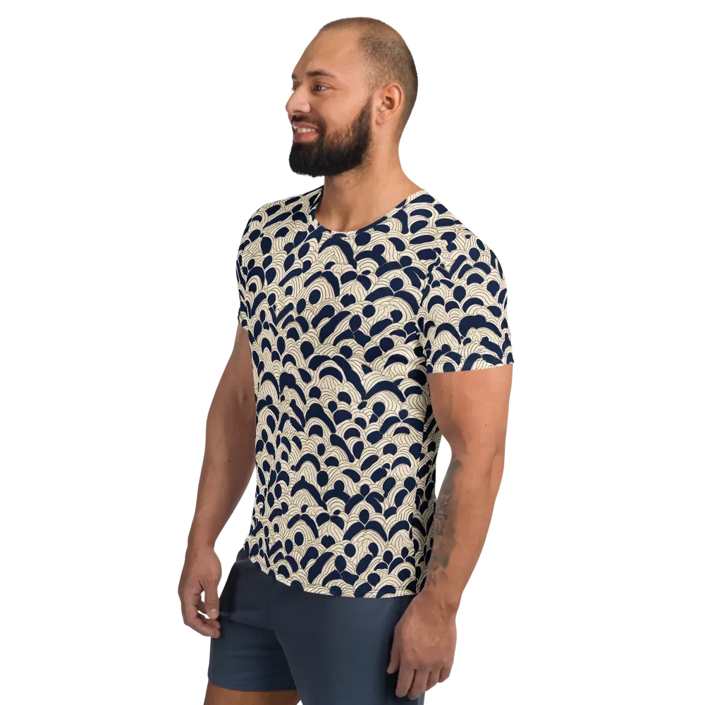 Midnight Seigaiha on Men's Athletic T-Shirt — Left