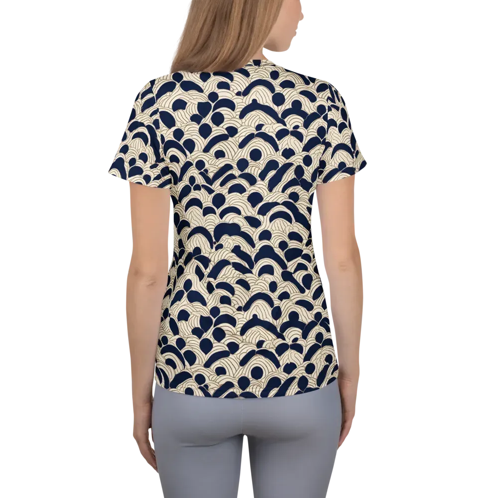 Midnight Seigaiha on Women's Athletic T-Shirt — Back