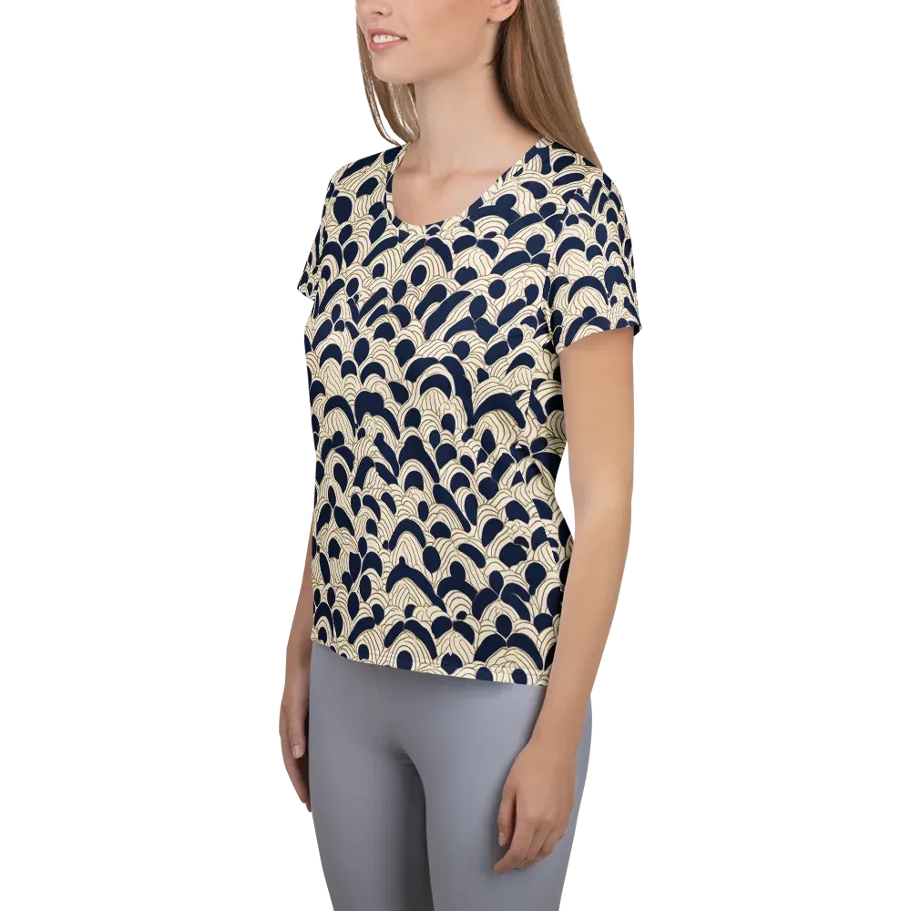 Midnight Seigaiha on Women's Athletic T-Shirt — Left