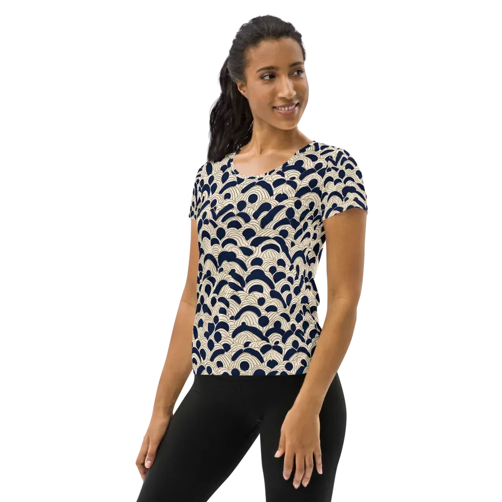 Midnight Seigaiha on Women's Athletic T-Shirt — Left