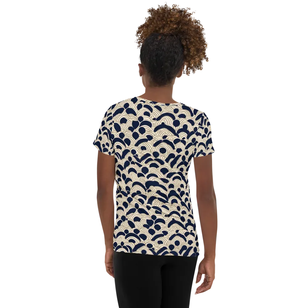 Midnight Seigaiha on Women's Athletic T-Shirt — Back