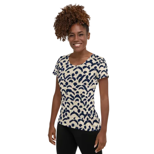 Midnight Seigaiha on a Women's Athletic T-Shirt