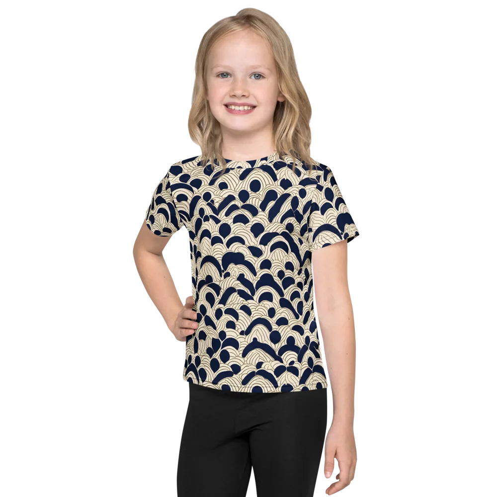 Midnight Seigaiha on Kids Crew Neck T-Shirt — Front