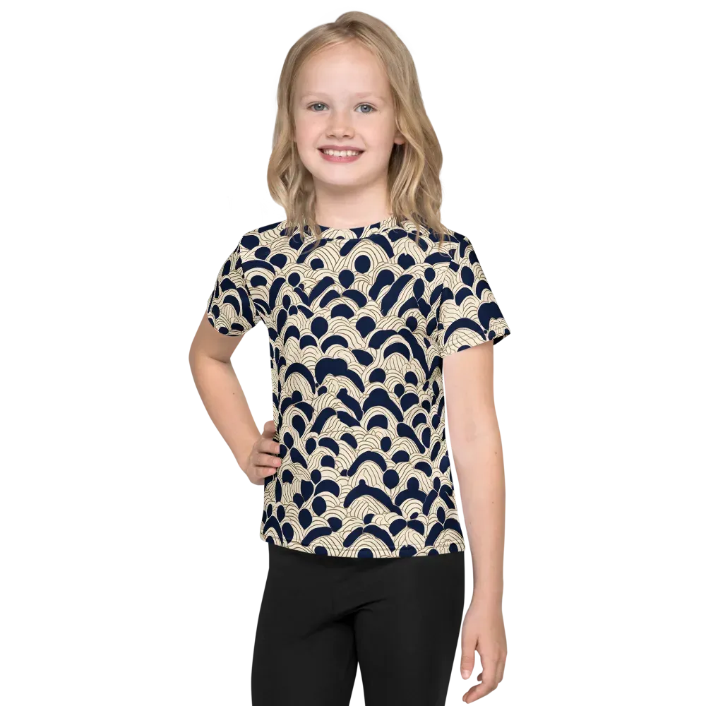 Midnight Seigaiha on Kids Crew Neck T-Shirt — Front