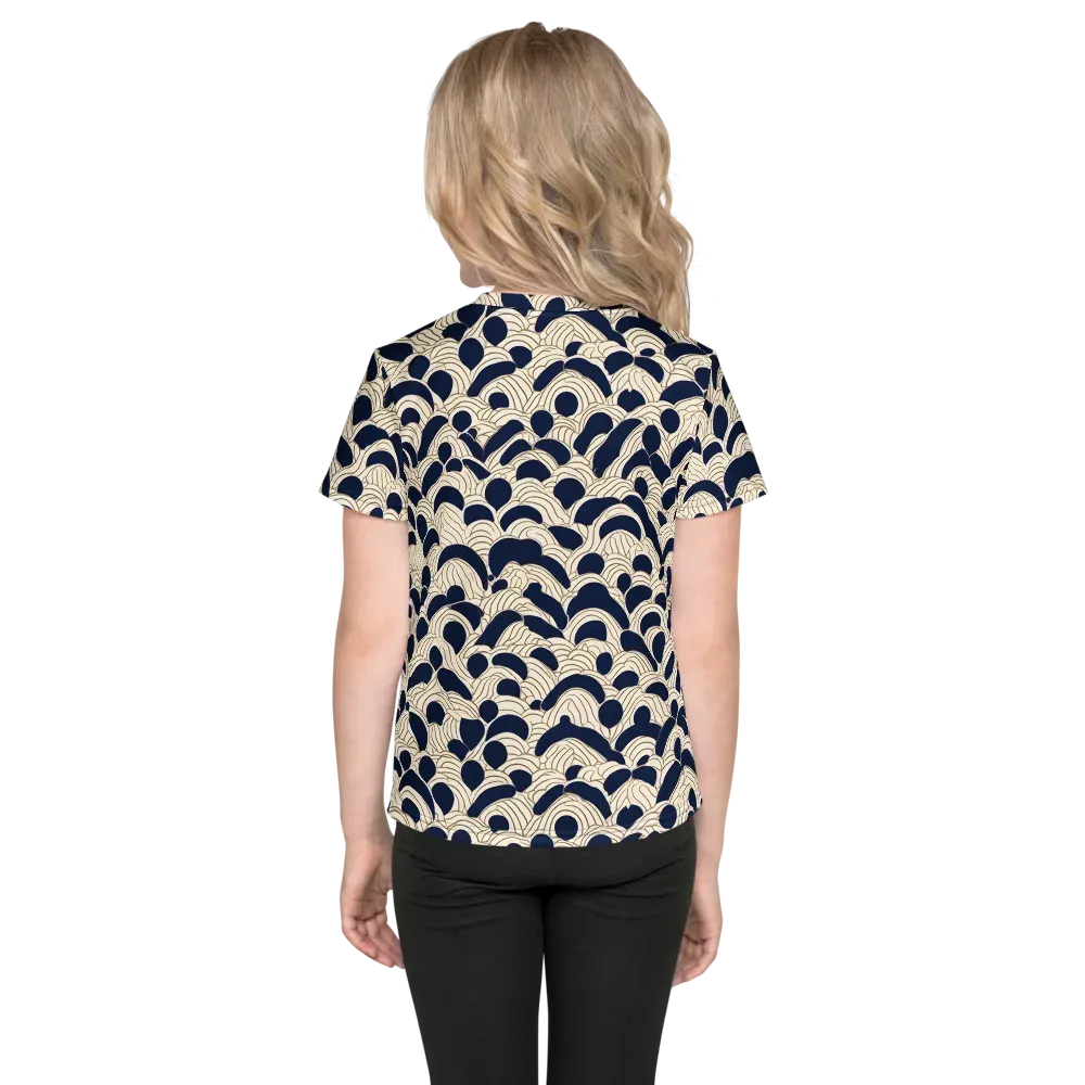 Midnight Seigaiha on Kids Crew Neck T-Shirt — Back