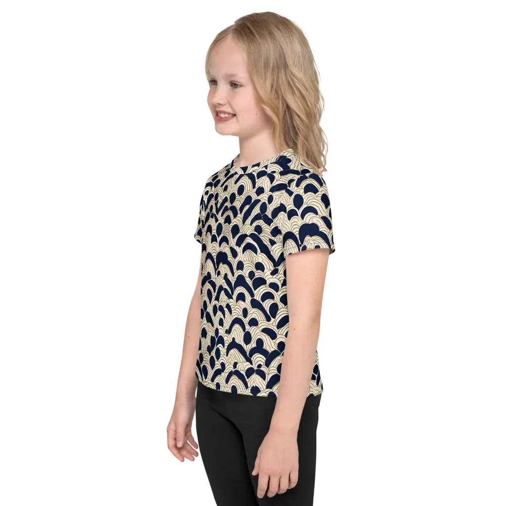 Midnight Seigaiha on Kids Crew Neck T-Shirt — Left