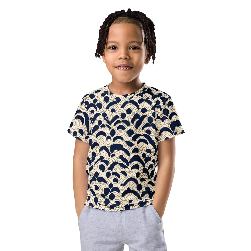 Midnight Seigaiha on Kids Crew Neck T-Shirt — Front