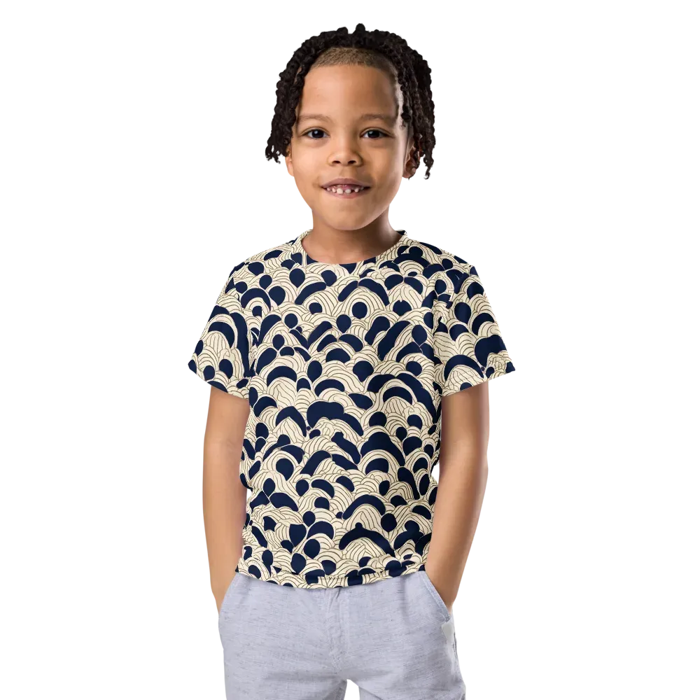 Midnight Seigaiha on Kids Crew Neck T-Shirt — Front