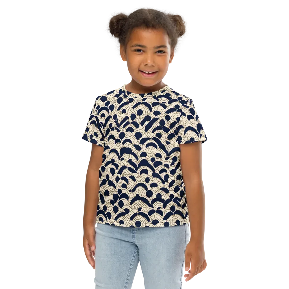 Midnight Seigaiha on Kids Crew Neck T-Shirt — Front