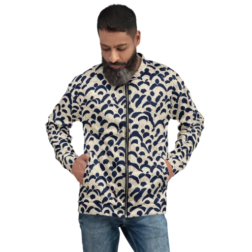 Midnight Seigaiha on a Bomber Jacket