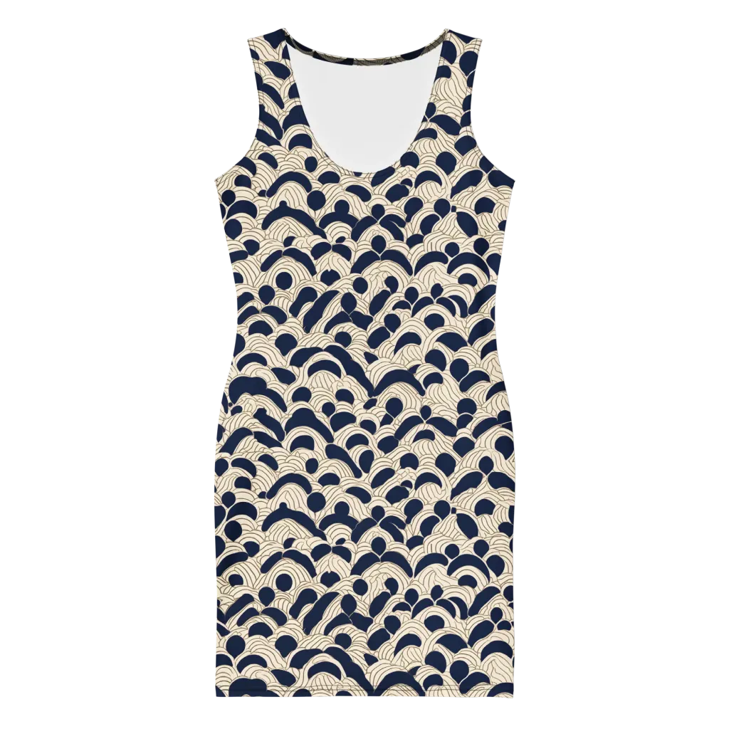 Midnight Seigaiha on Bodycon Dress — Front