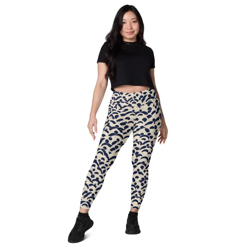 Midnight Seigaiha on Leggings with Pockets — Front