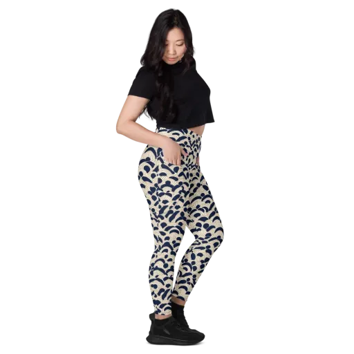 Midnight Seigaiha on a Leggings with Pockets