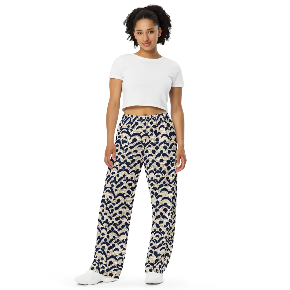 Midnight Seigaiha on Wide-Leg Pants — Front